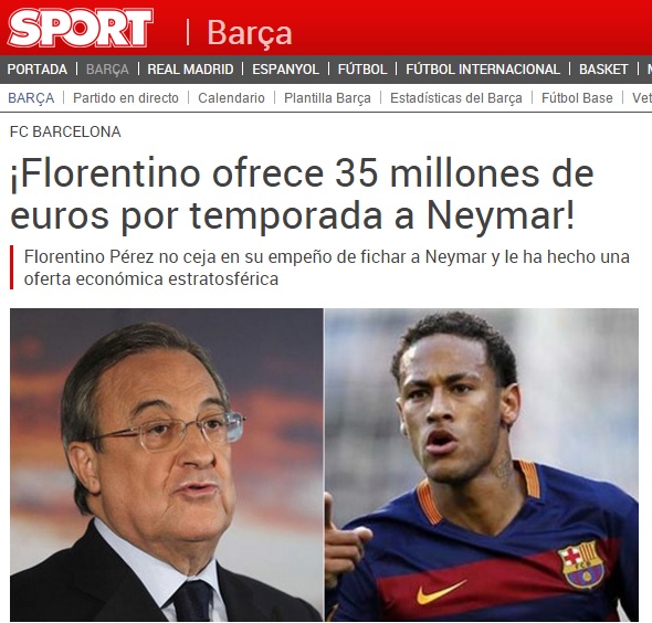 Salaire Neymar_Sport